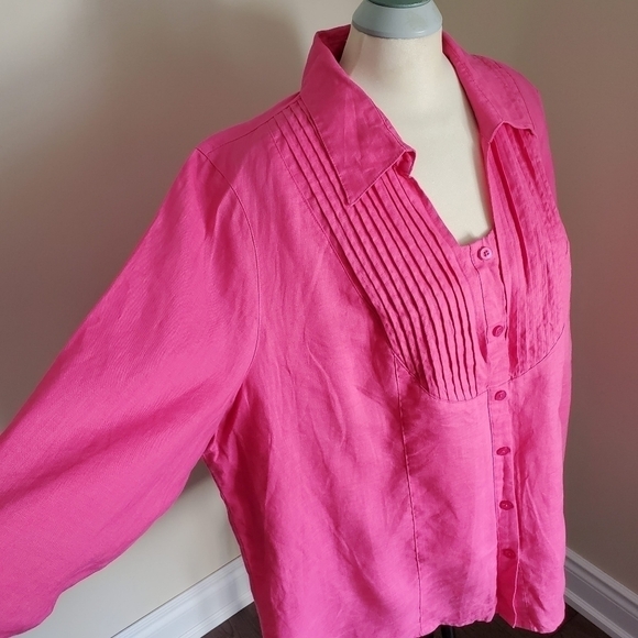 EDWARD 100% Linen Pink Shirt Size 3X - Picture 3 of 6